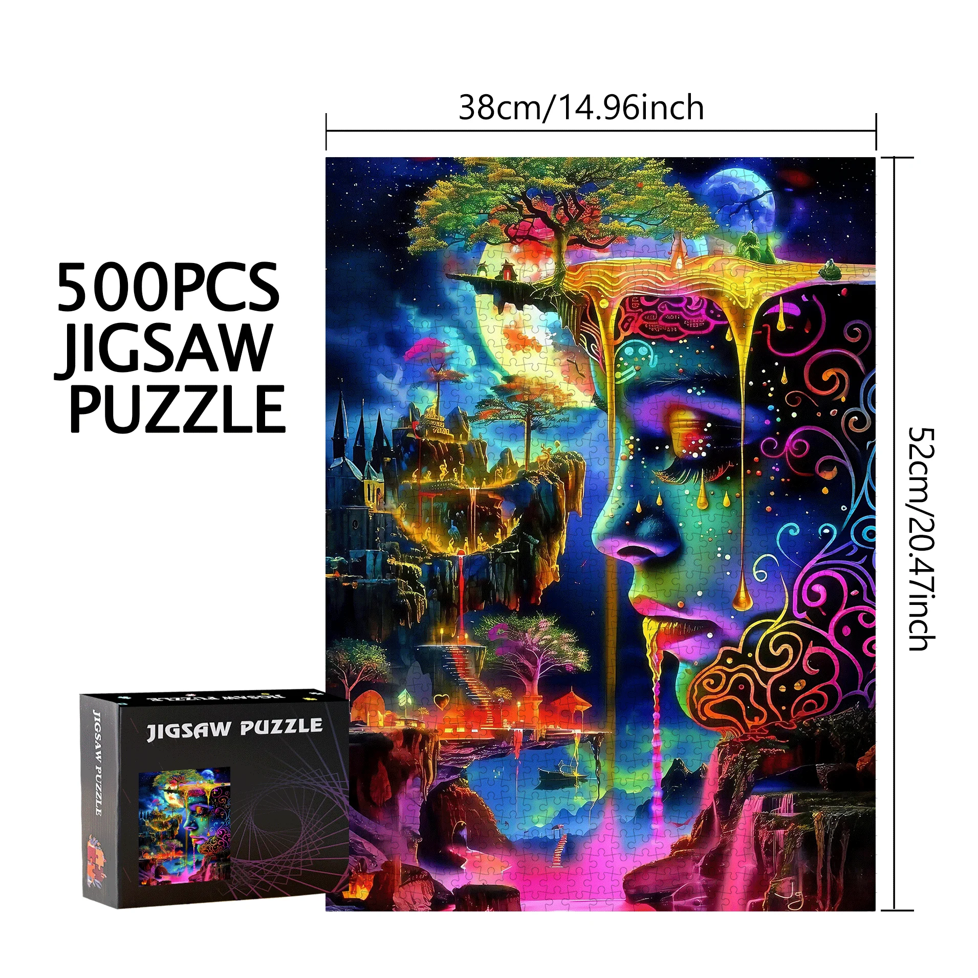 Kolorowa układanka z twarzami 500/1000 elementów, duża gra logiczna, prezent, interaktywna zabawa rodzinna, dekoracja domu DIY, wyzwanie dla mózgu na urodziny, Ha