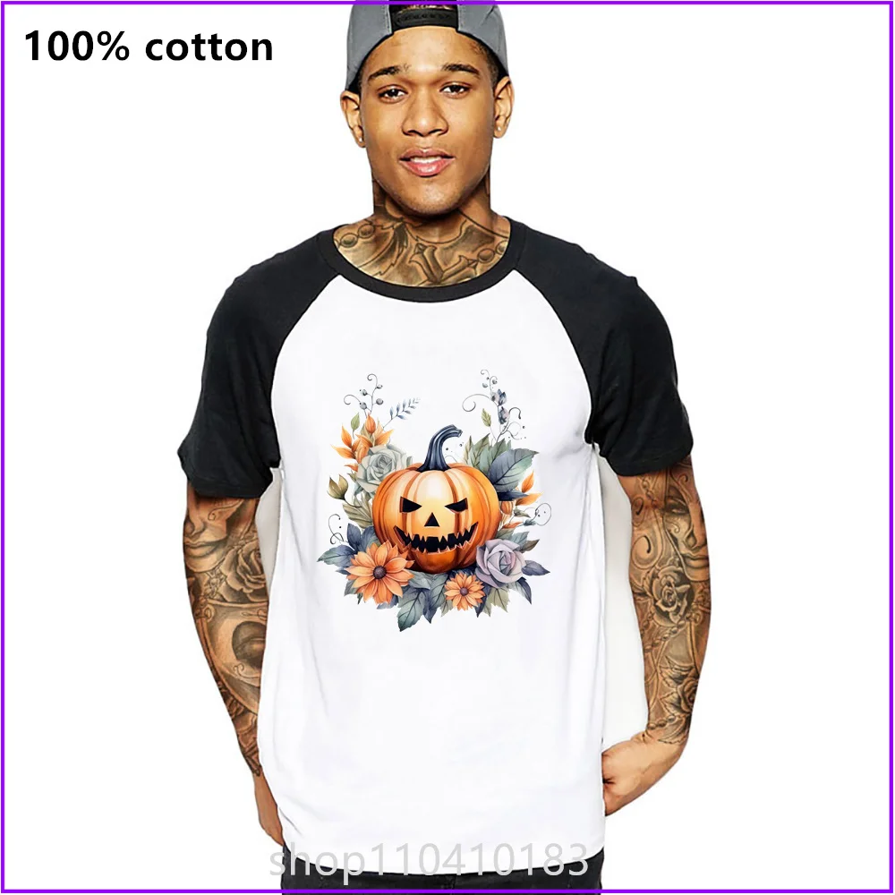 Flowers Pumpkins Jack-O-Lantern Halloween Watercolor Sunflower Cartoon T Shirts For Men'S Women Tshirt T-Shirt Clothes Streetwea