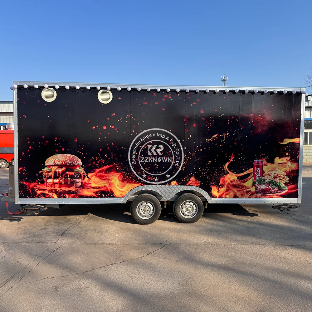 Rimorchio per alimenti per barbecue Carrello per alimenti standard americano completamente attrezzato Chiosco per pizza Rimorchio per catering Carrello per alimenti da cucina mobile