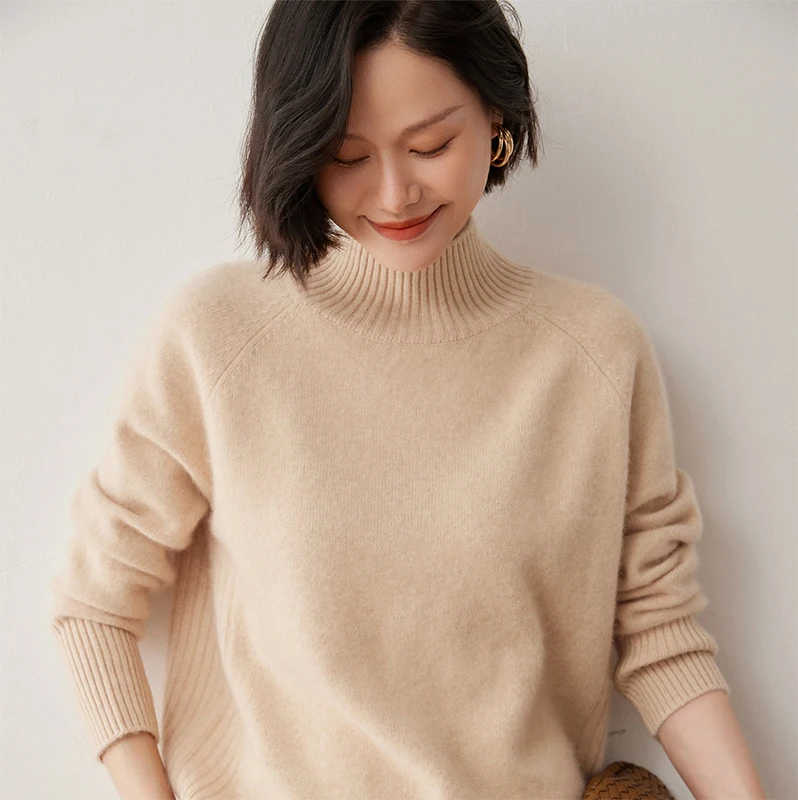 2023 Autumn Winter New 100% Cashmere Knit Pullover Women\'s High Quality Thicken Long Sleeve Sweater Female Loose Large Size Tops