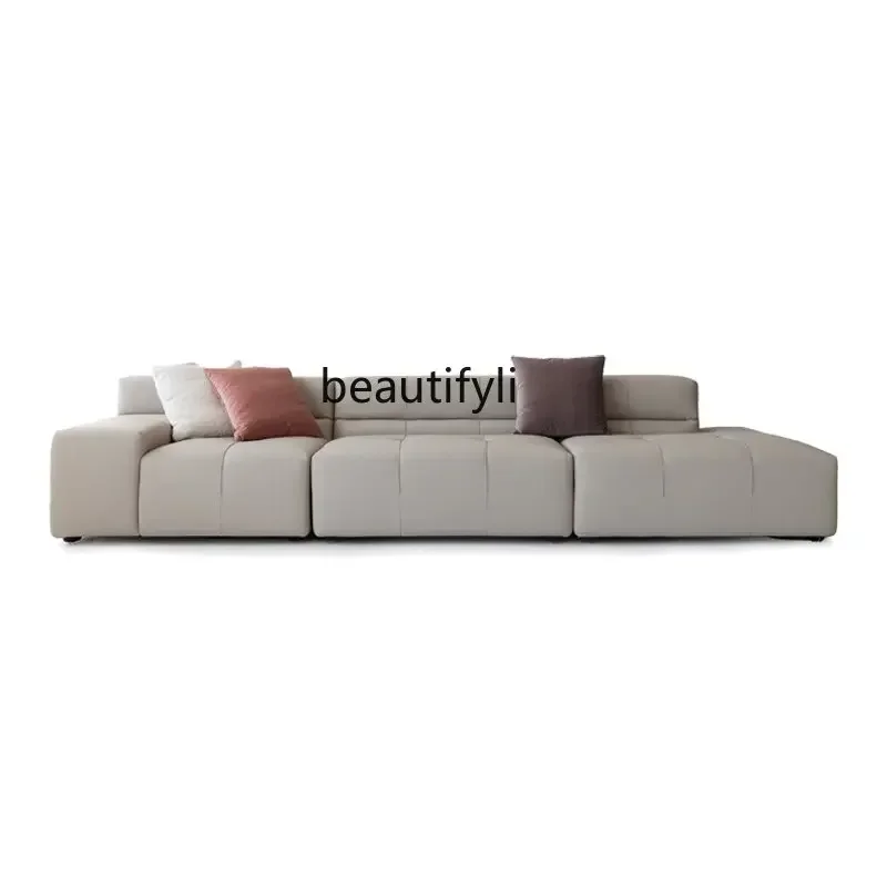 S132 R1 Italian-Style Light Luxury Leather Sofa First Layer Cowhide Simple Modern Living Room Combination Furniture Leather Sofa