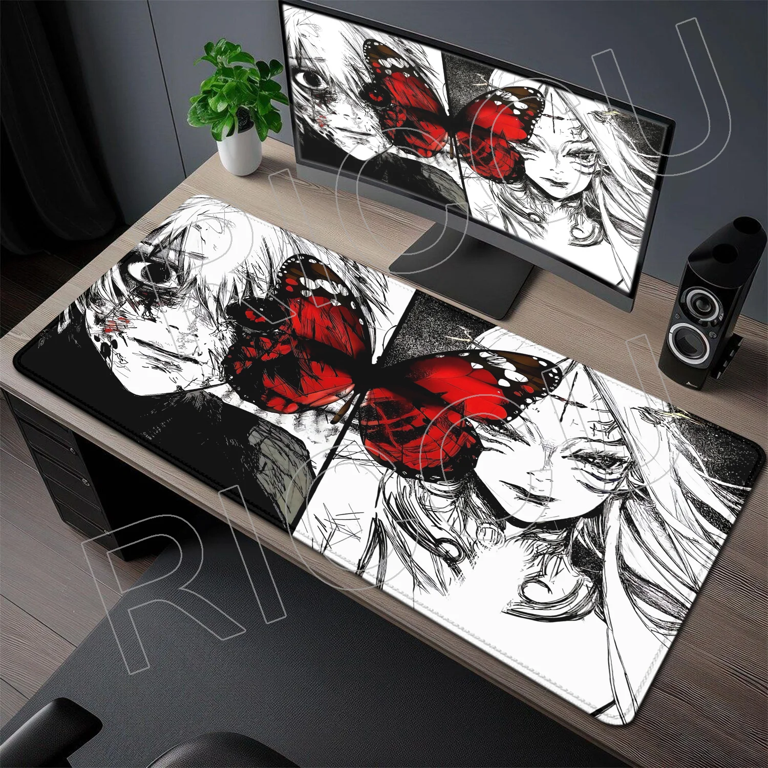 

Anime Tokyo Ghoul HD Mouse Pad Home Office Computer Keyboard Desk Mat Cool Black and White Comics Gaming Pc Accessories XXL Mats
