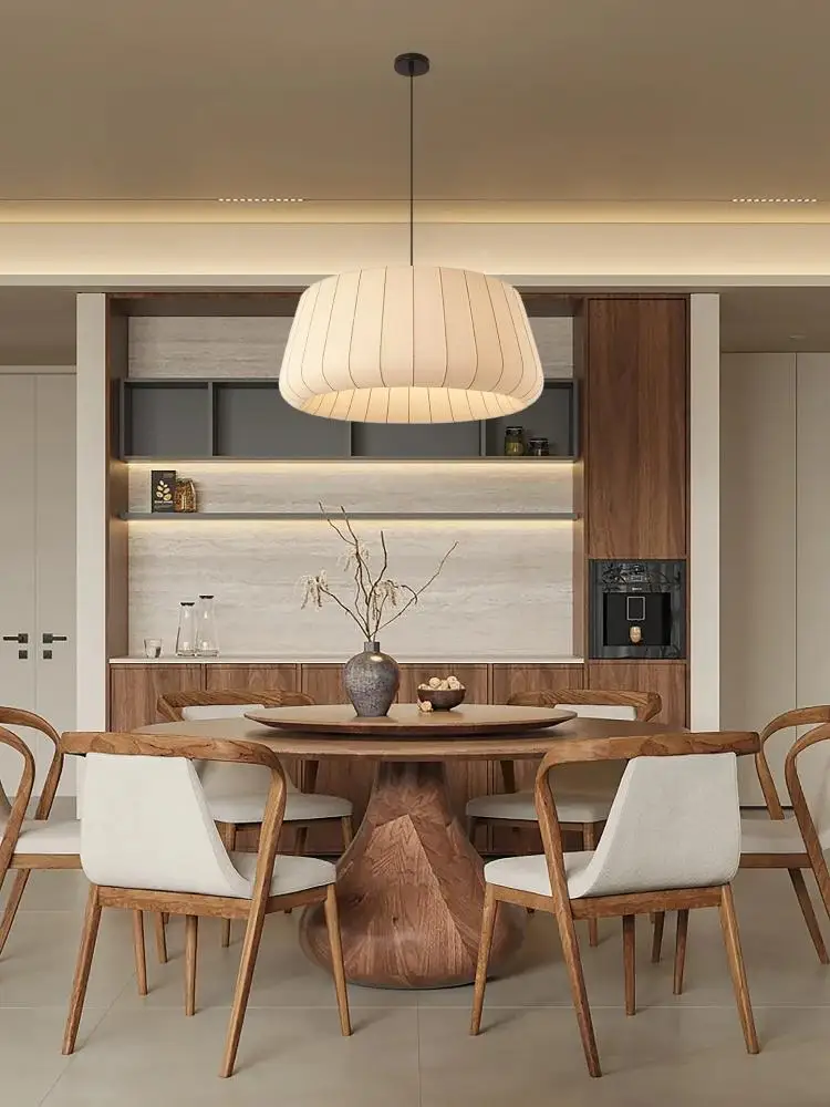 

Nordic Retro Fabric Living Room Pendant Lights Style Restaurant Bedroom Chandelier Lighting Home Lustre Hanging Lamps