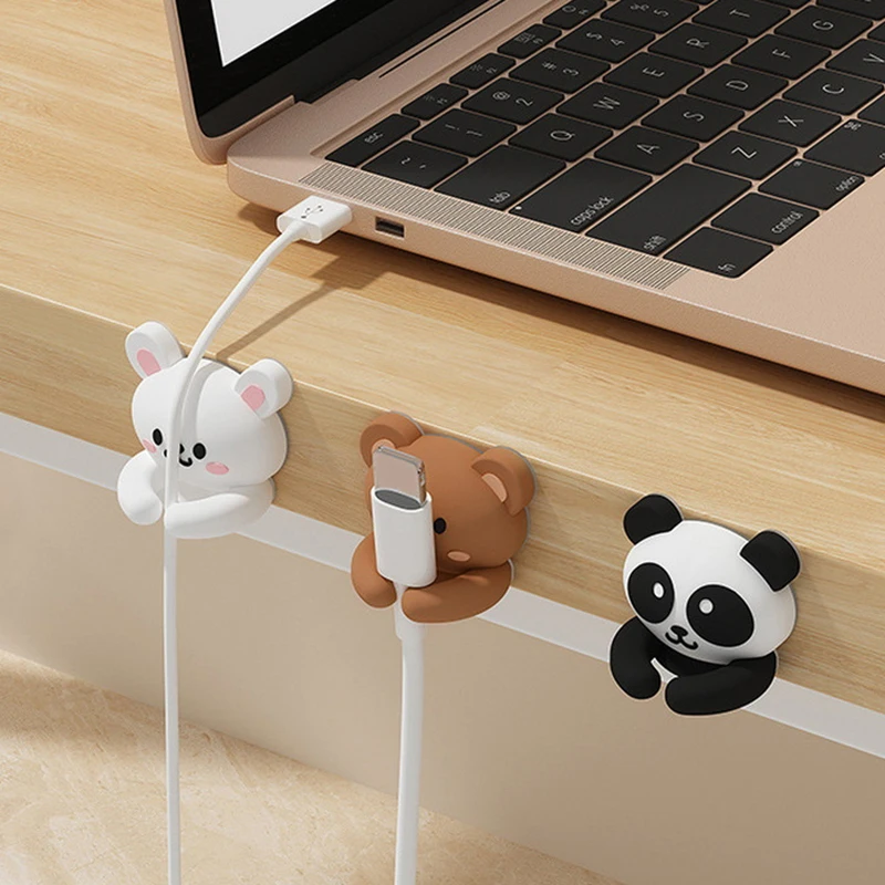 Cute Desktop Cable Organizers Holder Clips Desk Tidy Organiser Self Adhesive Cable Management Office Wire Cord Holder