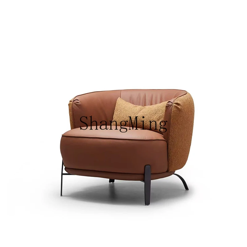 

ZYY minimalist all-leather leisure chair living room balcony club bedroom single sofa chair