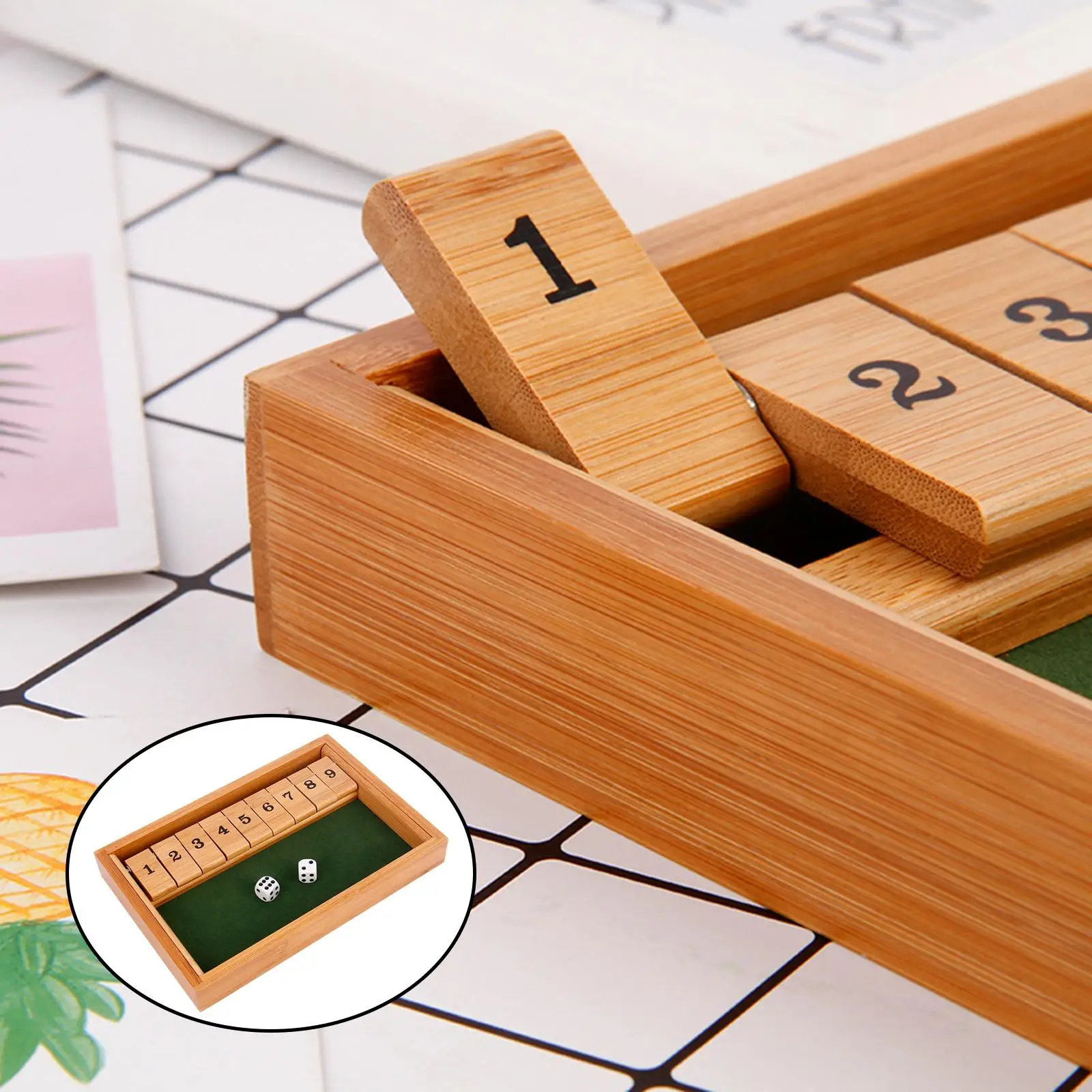 Wooden Shut the Box Board Game & 2 Players for Kids and Adults Family Traditional Games indoor Game Entertainment