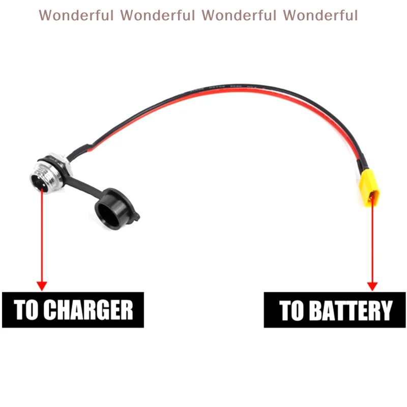ユニバーサル 3 ピン XT-60 オスプラグコネクタケーブル M4 プロ電動スクーター用防塵柔軟な充電ポート