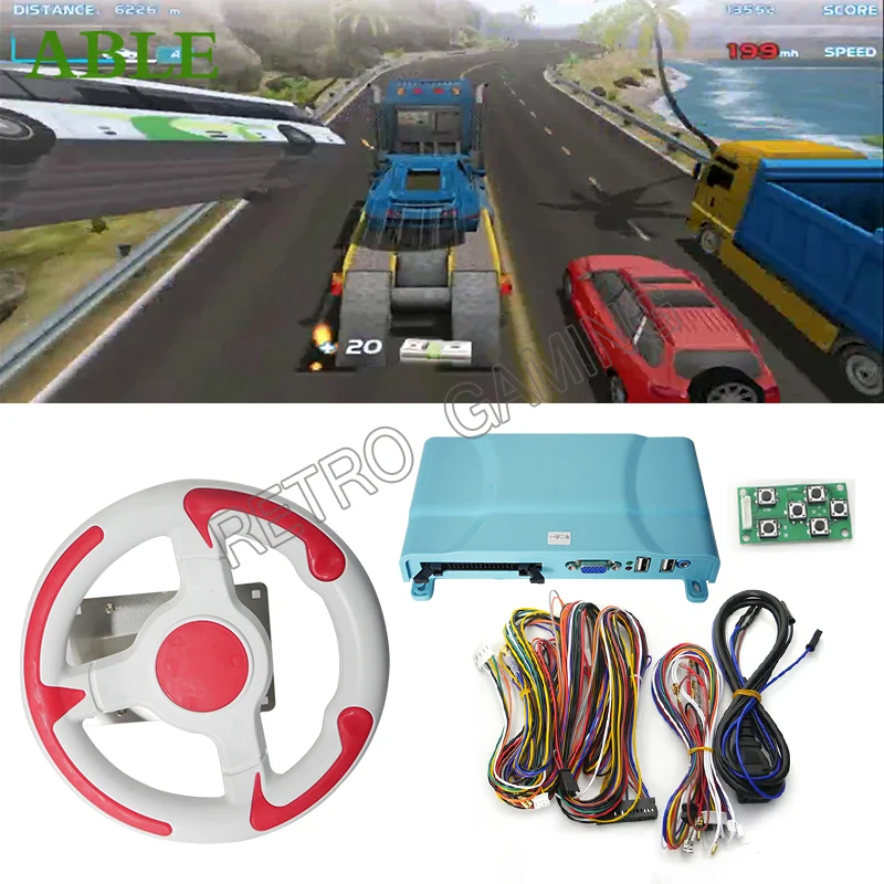 Racing Auto Crazy Speed Car Racing Game Moederbord Stuurwiel Voor Kid Arcade Simulatie Ticket Video Game Machine