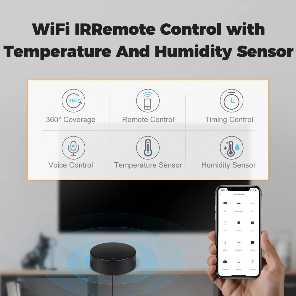 Tuya WiFi IR Remote Control with Temperature And Humidity Sensor Smart Home Universal Infrared Control Works with Alexa Google