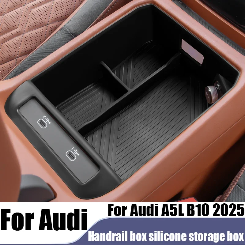 For Audi A5L B10 2025 central control armrest box silicone storage box car interior decoration storage accessories anti slip