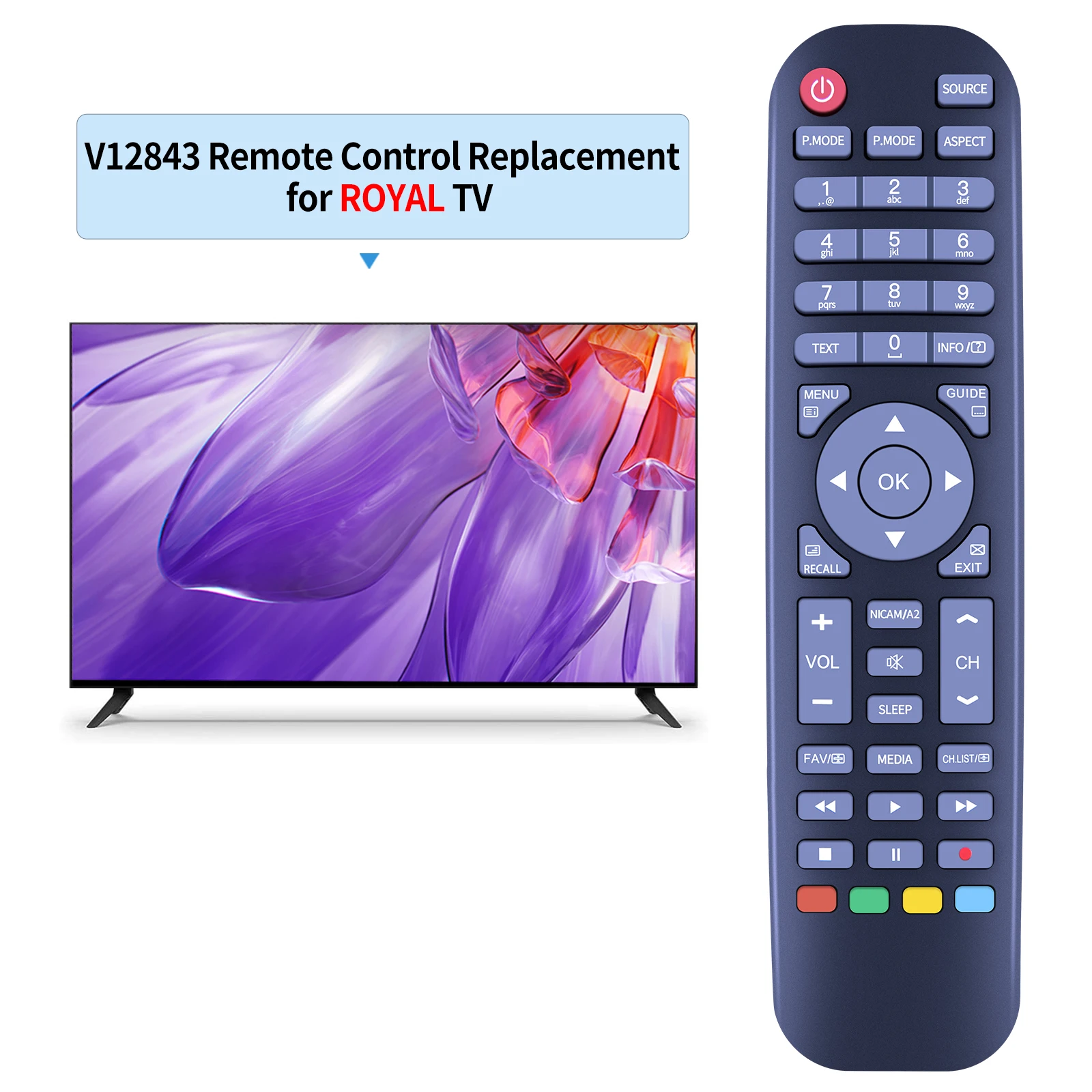 New Remote Control for ROYAL V12843 HJ220430 TV