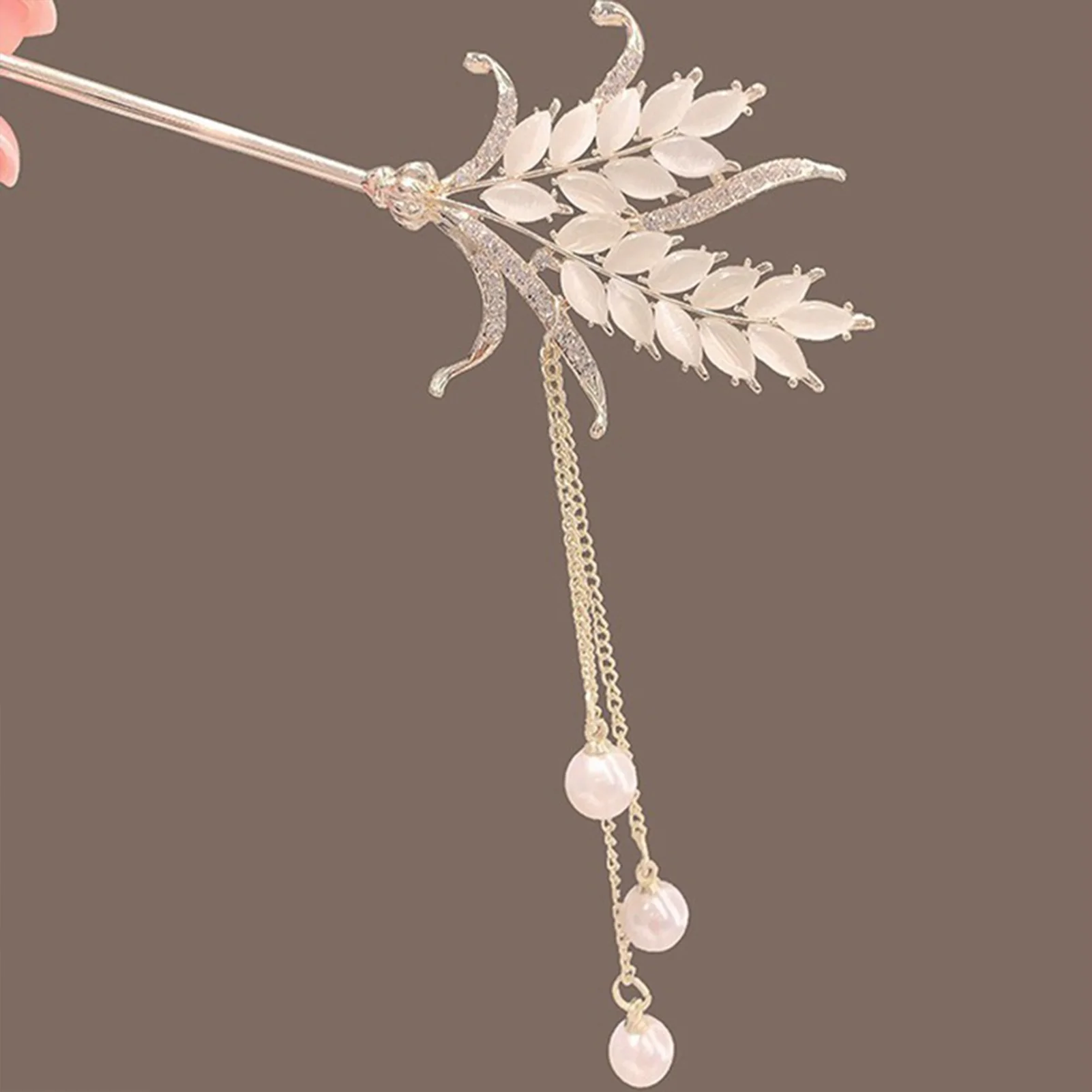 Woman Hair Chignon with Wheat Tassel Fine Workmanship Long Straight Hair Stick for Hair DIY Accessory Hair Styling