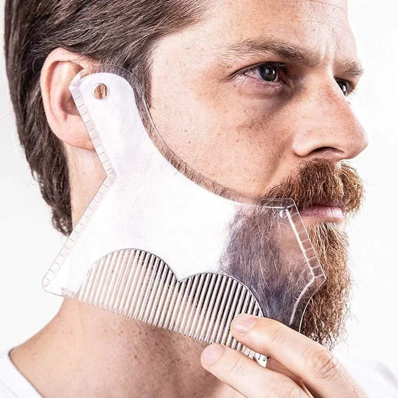 New Innovative Design Beard Shaping  or Stencil with Full-Size Comb for Line Up  Tool Trimming Shaper Template Guide for Shaving