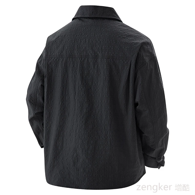 

Men's Plus Size Lapel Long-Sleeve Shirt - Oversized Casual Spring/Autumn Loose Fit Shirt Jacket for Big Men shirts 9XL 8XL