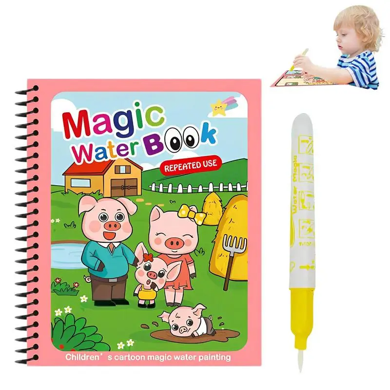 

Water Drawing Book Reusable Water-Reveal Activity Pads Preschooler Drawing Toys For Early Education Suit For Kids Toddlers Girls