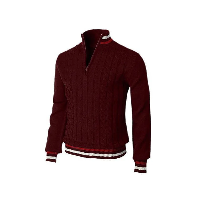 The new fast-selling cross-border goods  style business casual zipper high-necked men\'s sweater