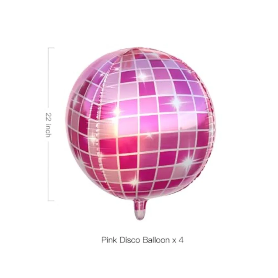 핑크 디스코 볼 풍선 카우걸 생일 파티 장식 라스트 디스코 처녀 파티 용품 4D 디스코 풍선 세트 4개