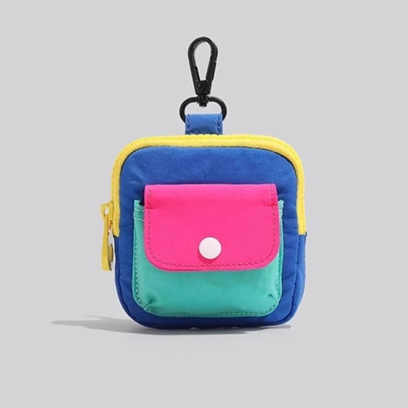 ● Porte-monnaie portable durable avec fermeture éclair, sac pour écouteurs de couleur contrastée, portefeuille multifonctionnel, porte-clés, sac à usage quotidien, décoration, cadeau