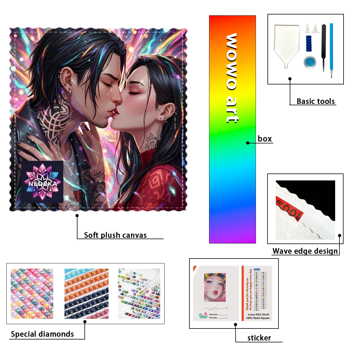 

【NEDEKA_ Diamond Art】A true kiss AB Rhinestone FD Rhinestone Perfect Resin Diamond