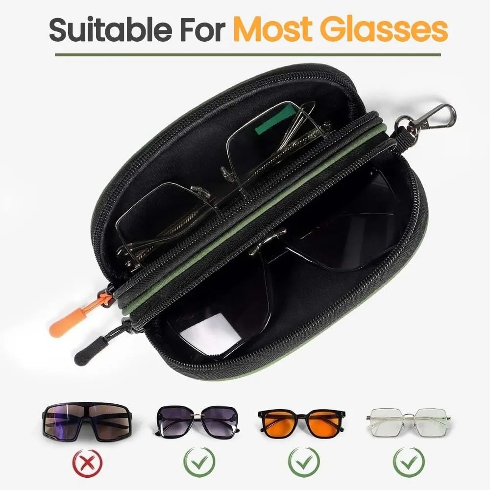 

Portable Double-layer Glasses Organizer Cloth with Key Ring Eyewear Storage Bag Anti-lost Anti-splash Water