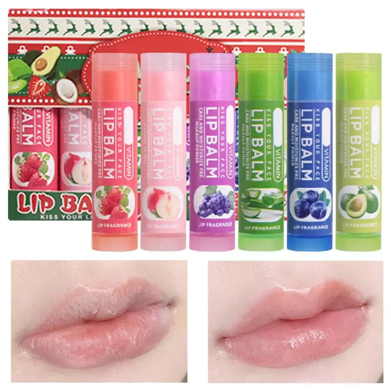 6pcs Fruit Flavored Lip Balm Moisturizing, hydrating, anti-drying, chapped and wrinkle-lightening lip balm desalination lip Balm