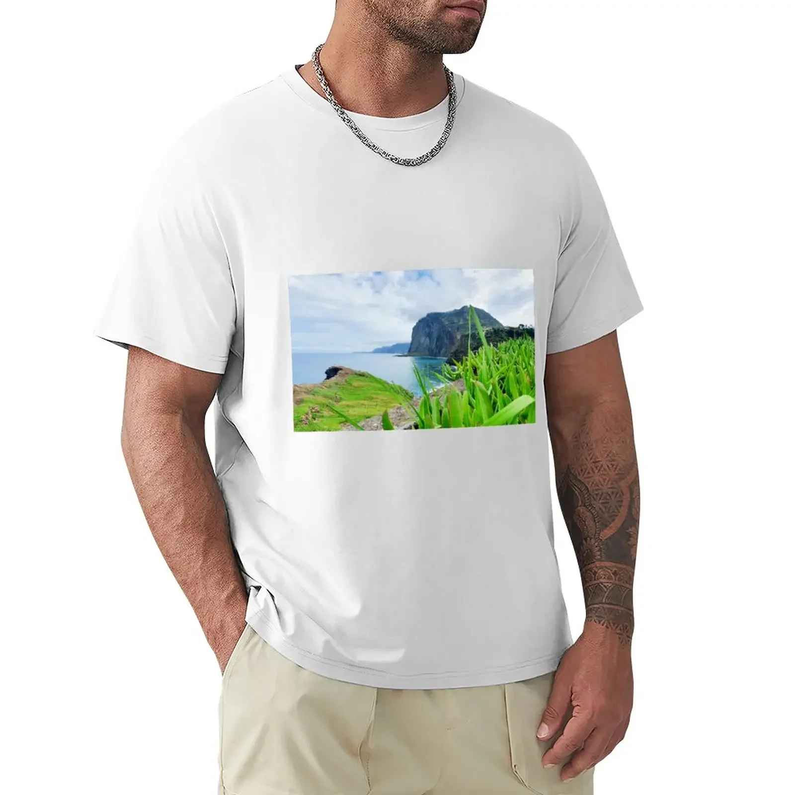 Madeira coastline T-Shirt anime cute tops anime clothes men clothings summer tops customs sweat heavy weight t shirts for men