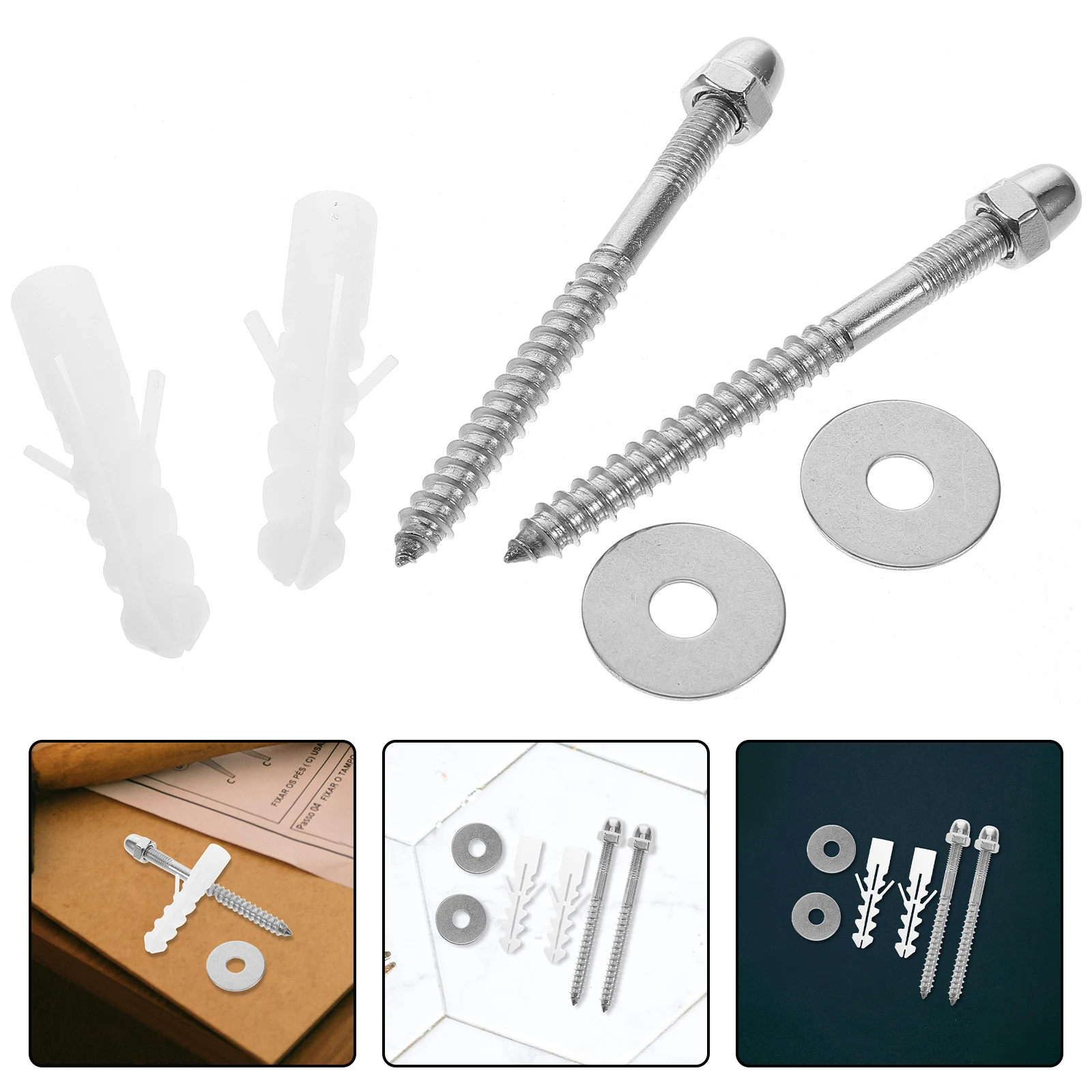 

2pcs Toilet Mounting Screws Stainless Steel Hardware Kit Strong Support Durable Material Universal Fit Easy Installation