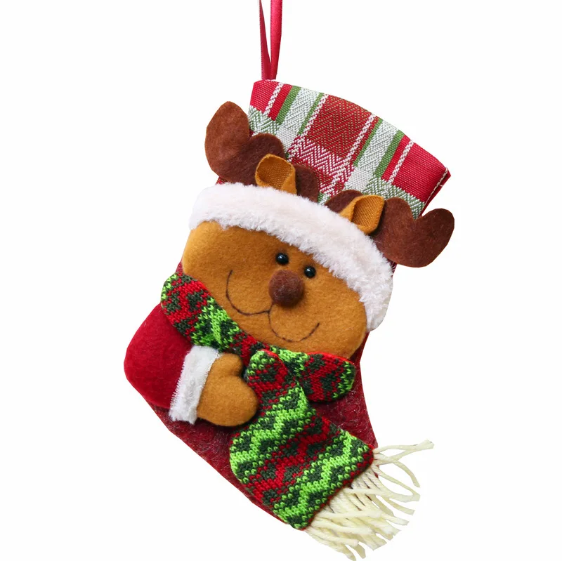 Sac cadeau de Noël, décorations d'arbre de Noël, bas de Noël, pendentif de vacances, sac de bonbons Elk, 20cm, 2024