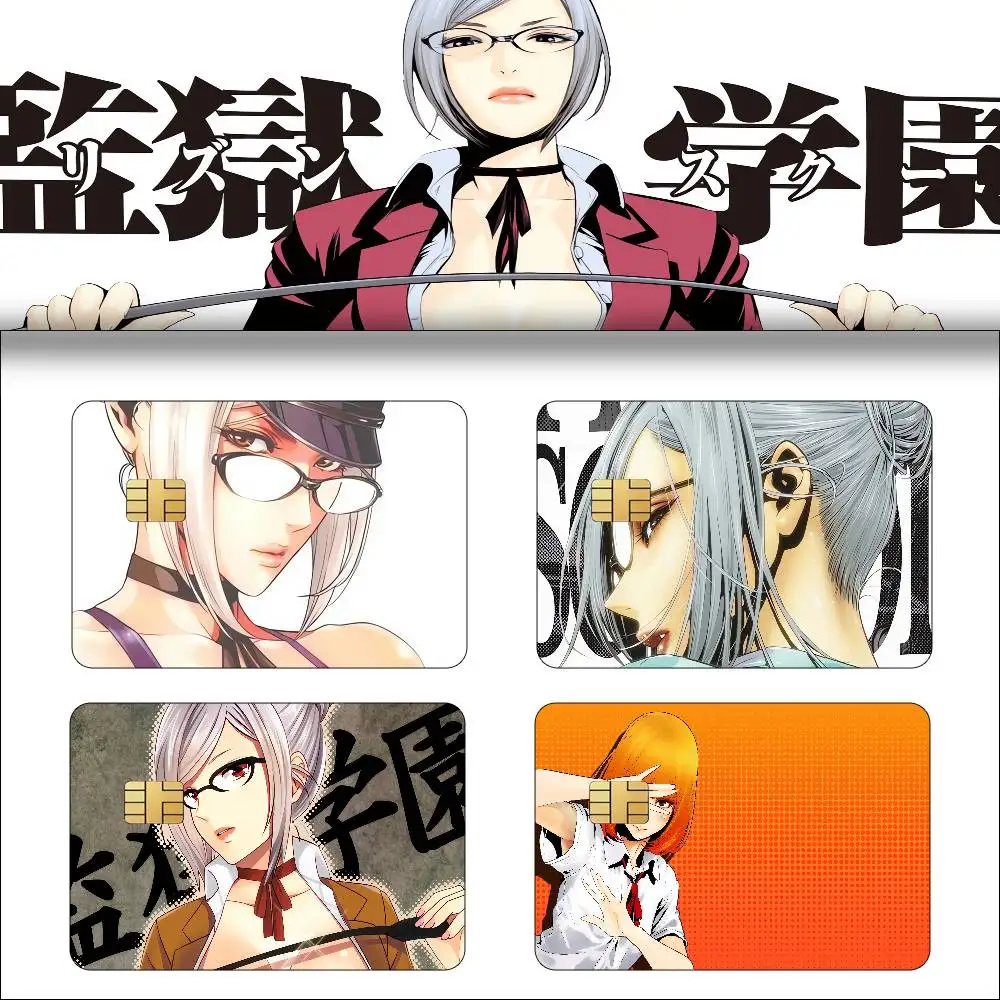 Anime Prison School 1 Set Of 4 Pcs Anime Bank Credit Bus Pass Stickers Cool Decoration Waterproof Stickers Collection Toys Gifts