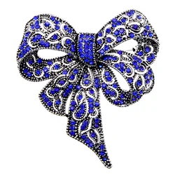 Black Color Rhinestone Bow Brooches for Women Large Bowknot Brooch Pin Vintage Fashion Jewelry Spring Accessories 2022