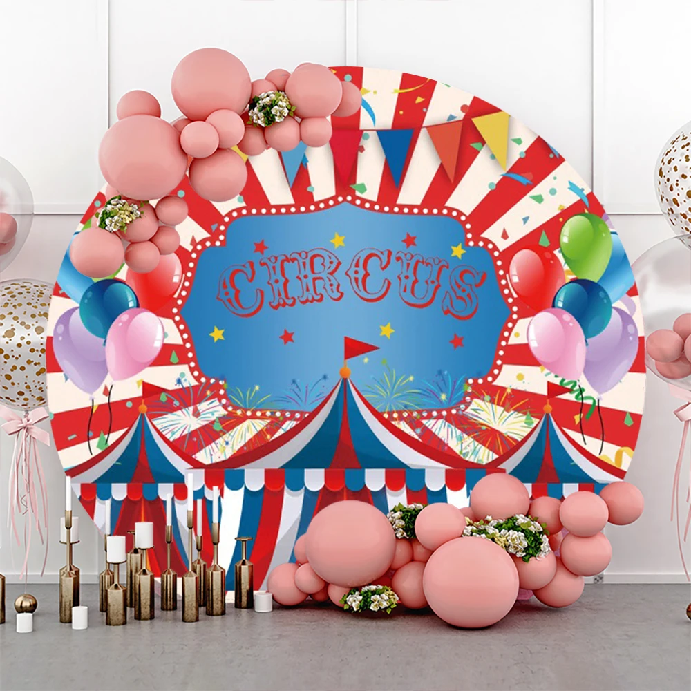 Circus Round Backdrop Cover Carnival Night Red Stripe Tent Stage Pink Carousel Baby Shower Newborn Birthday Photo Booth Props