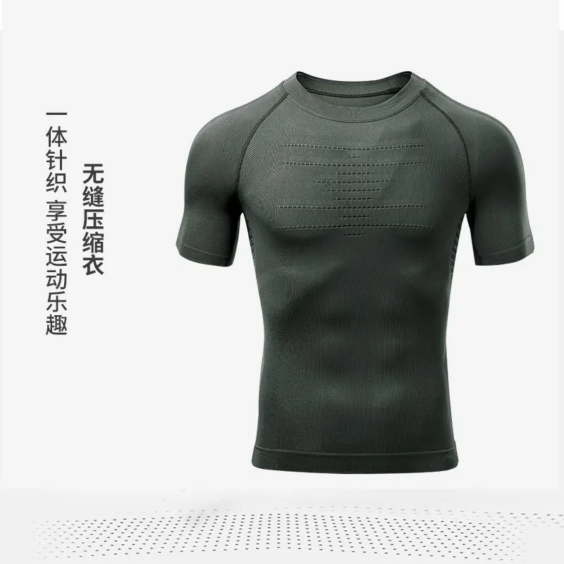 

customized seamless compression garment men's energy shirt marathon sports moisture absorbing quick drying tight fitting garment