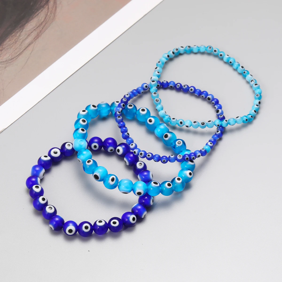 Classic Turkish Lucky Evil Eye Bracelets for Men Women Glass Blue Evil Eye Beads Bangles Handmade Charm Jewelry