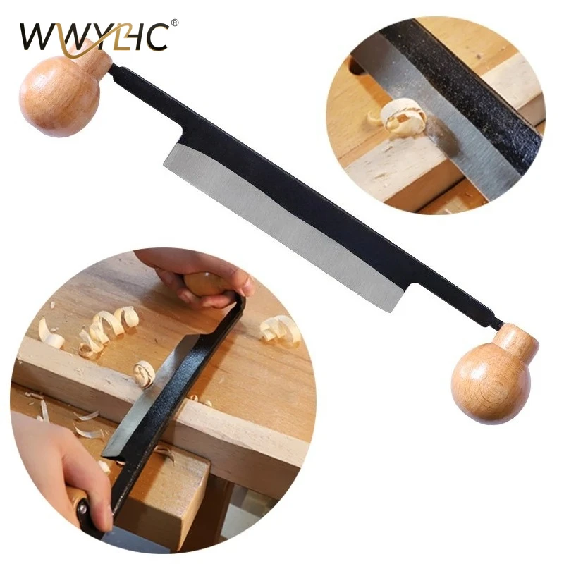Suitable for Draw Cutter Double Wooden Handle Draw Knife Removing Bark Scraper Debarking Woodworking Hand Tool Bark Removalife