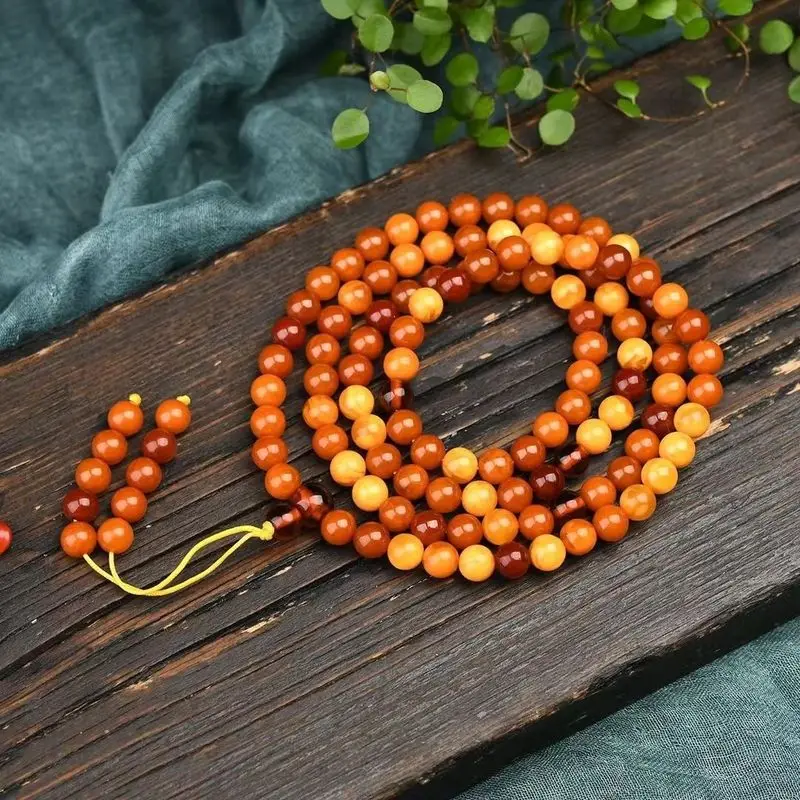 108-bead amber multi-gemstone bracelet! natural patterns are full well-formed, craftsmanship is exquisite and the a