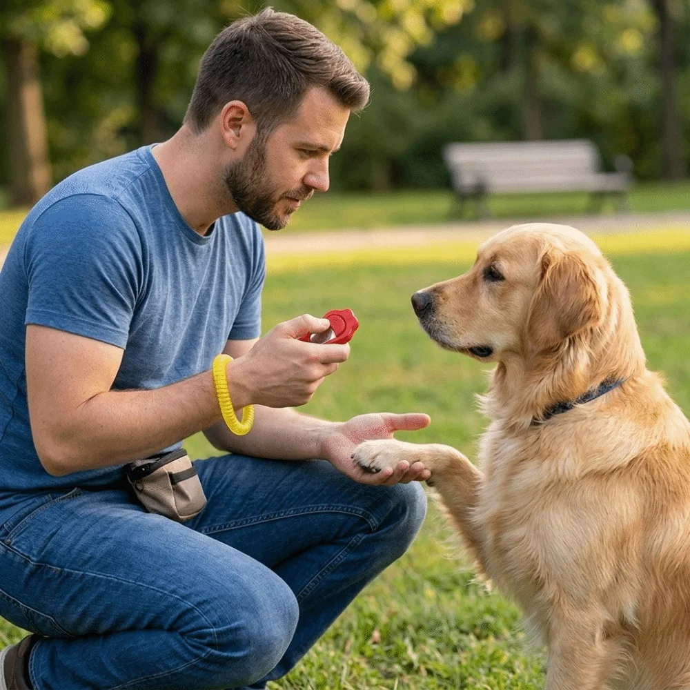 Paw Shaped Dog Training Clicker Three Level Adjustable Lightweight Pet Sound Trainer Multi Tone Sound Portable