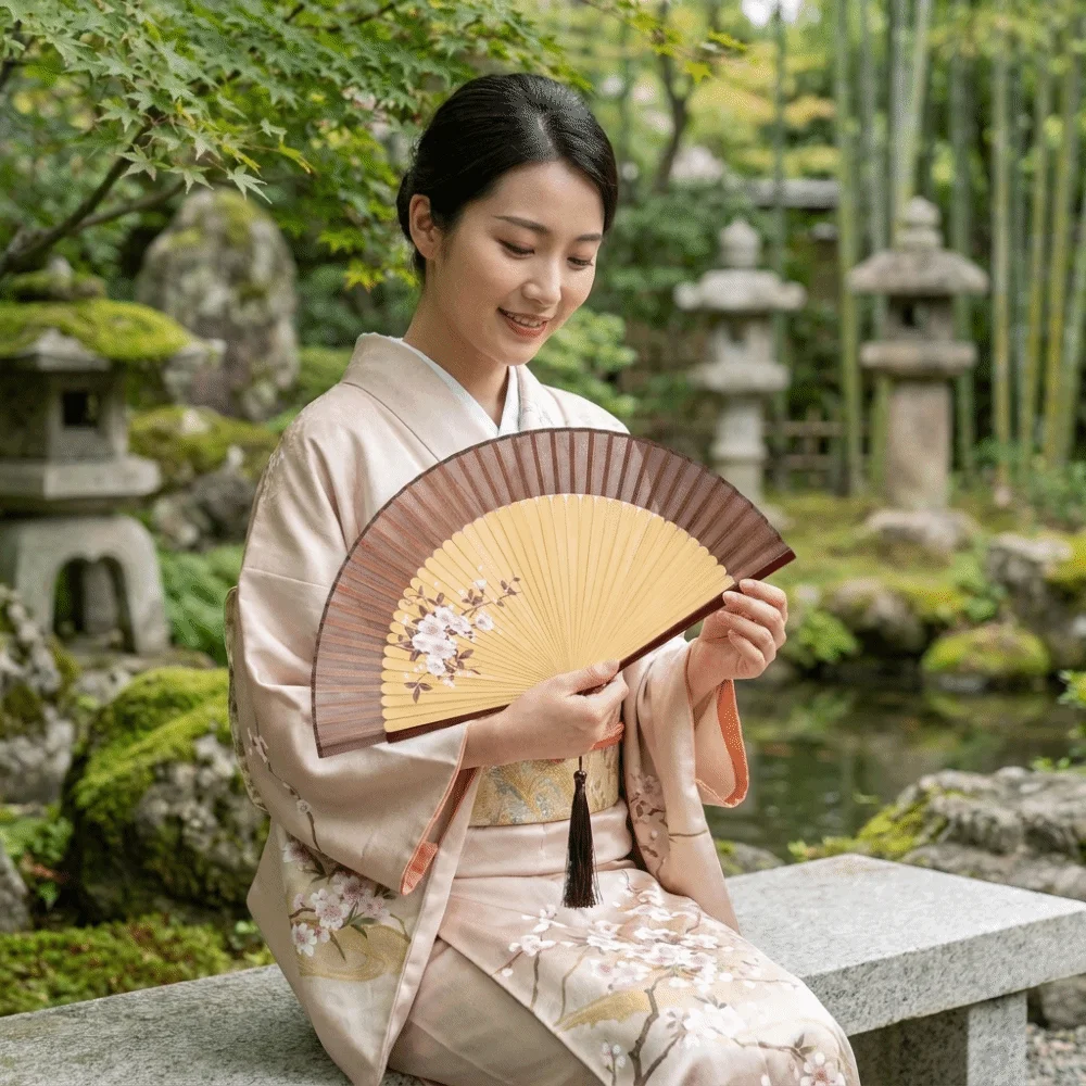 Hand Fan Floral Pattern Silk Bamboo Fan Exquisite Classical Chinese Style Fan Decorative with Tassels