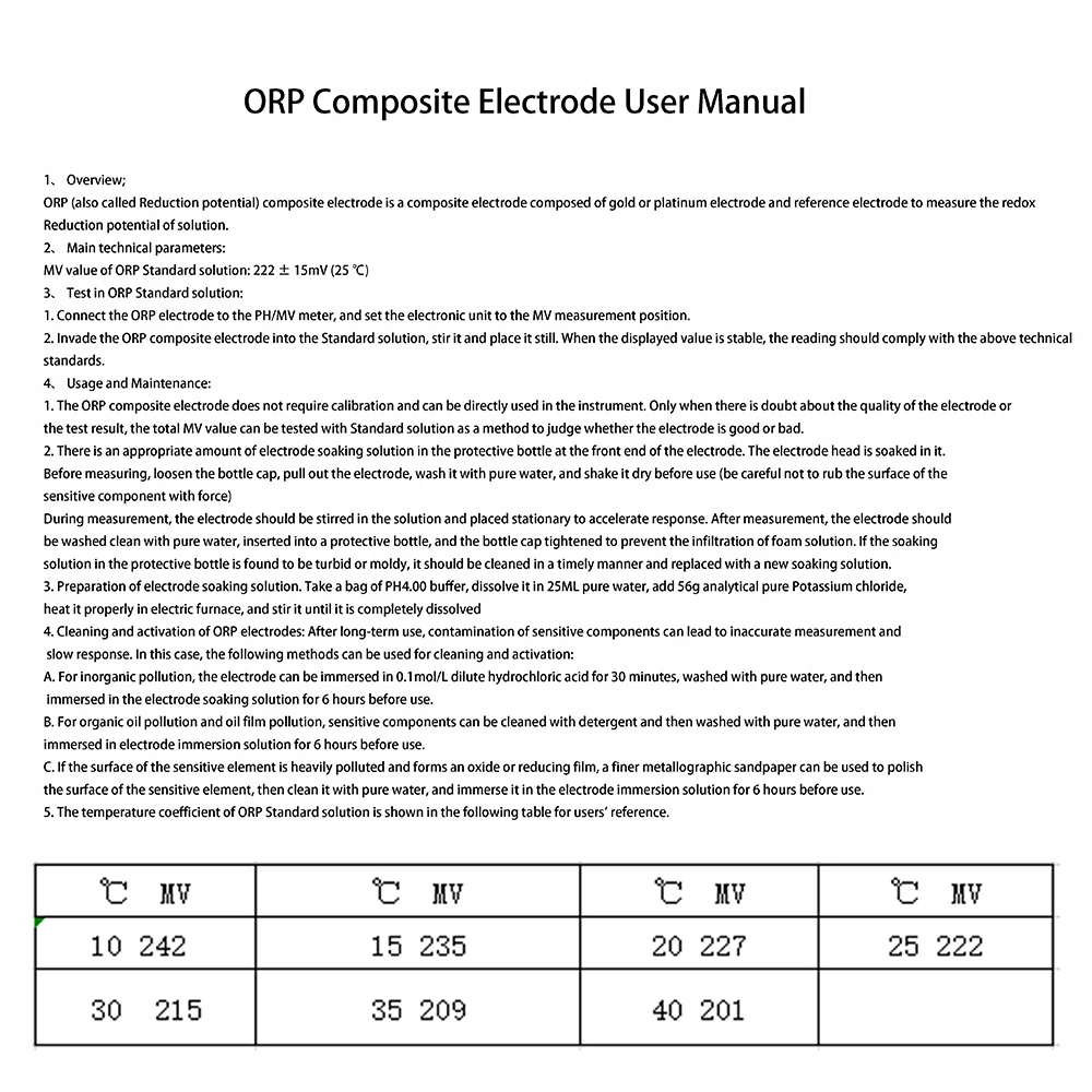 501-2 ORP Electrode Sensor Probe BNC Connector 2000mV for Factory Industry Experiment Laboratory Water Analyzer