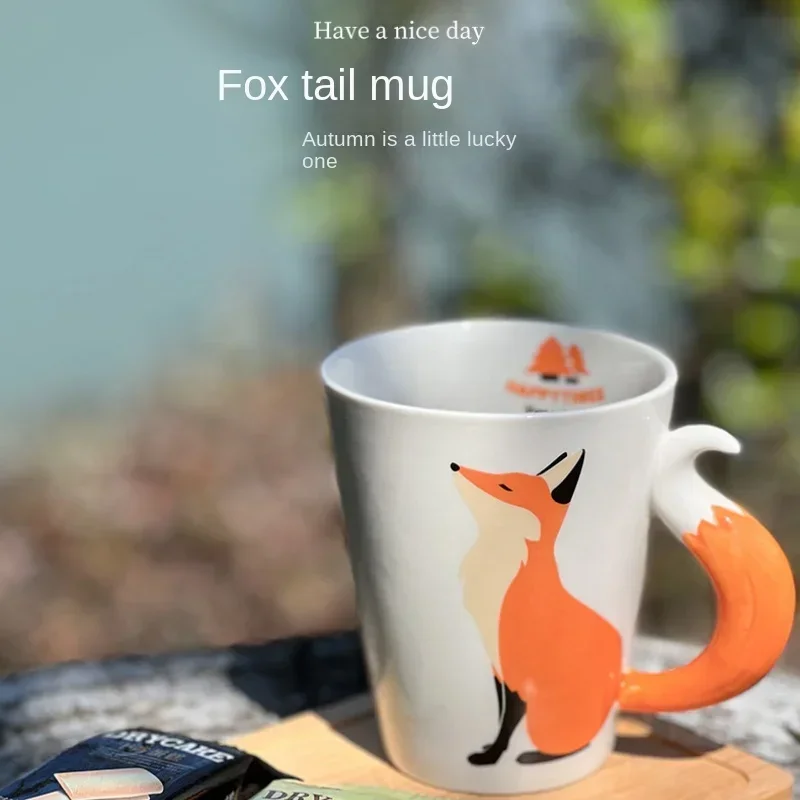 Tazze da caffè Creative Fox 3D Cartoon da 350ml con manico tazza da ufficio personalizzata tazza da tè in ceramica animale tazza da tè tazza da