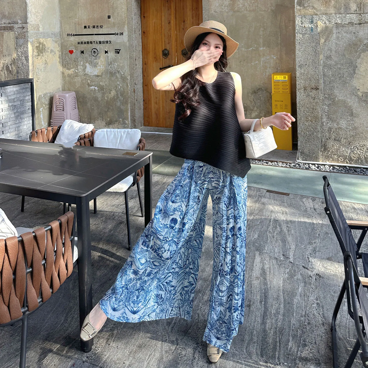 

Miyake Pleated Trousers Set Plisse Casual Wear Set Miyake Fold Pullover Pleat Top Tall Plus Size Casual Pants Pleats Set Summer