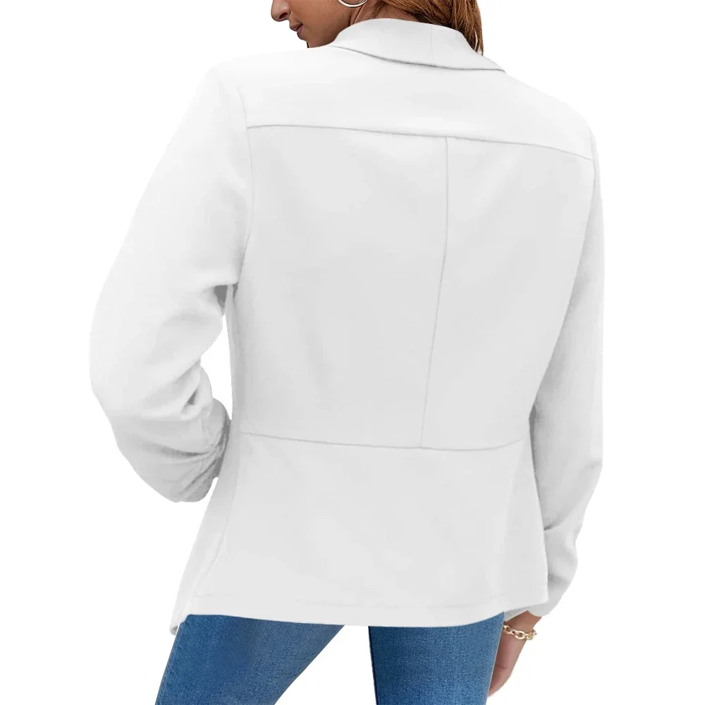 Zomer Zwarte Blazers Vrouwen 2025, Vrouwelijke Kantoor Dame Negen Kwart Blazer Open Stitch Dames Slanke Jassen Femme Dames Notched Tops