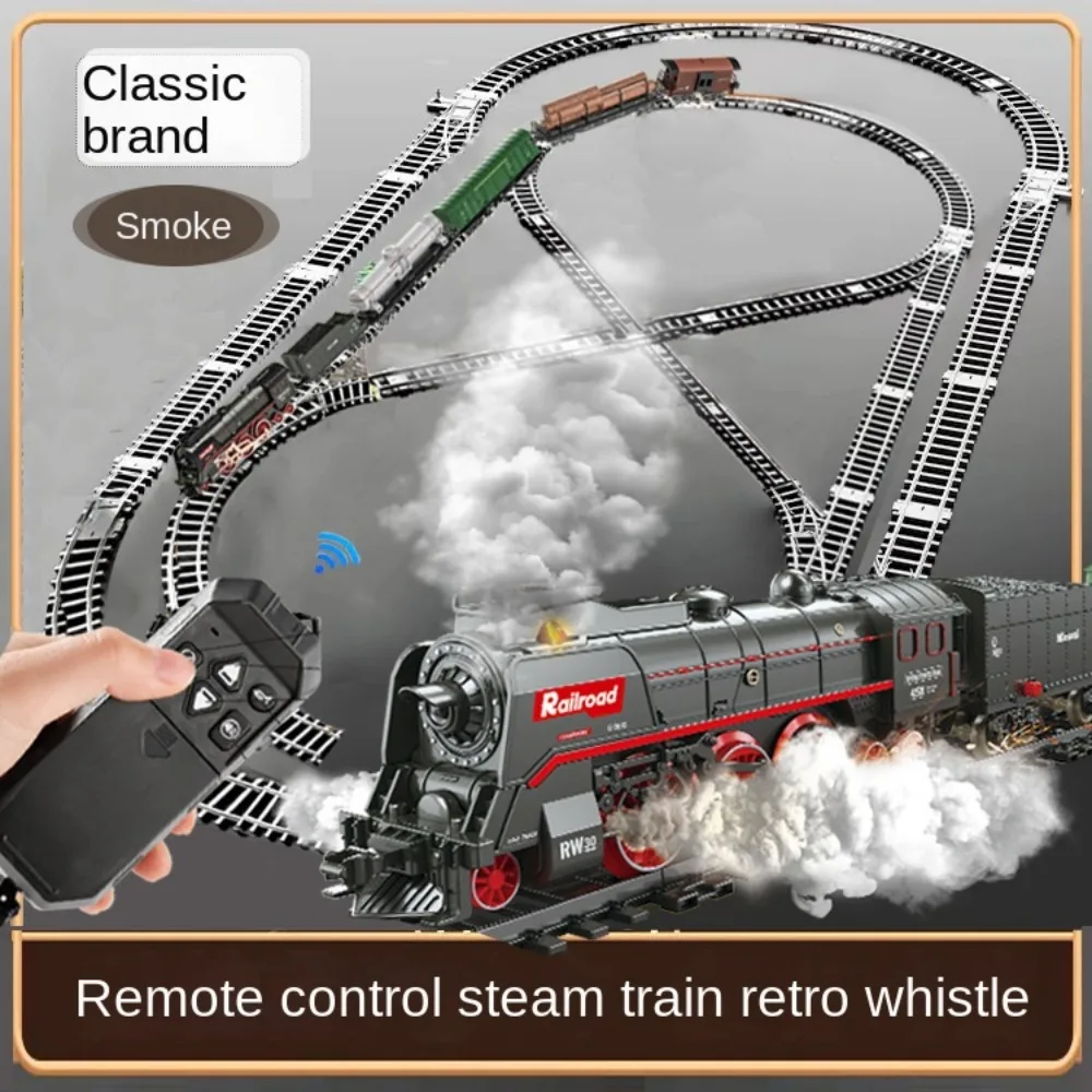 Train électrique à Vapeur Avec Télécommande, Effets De Fumée, Lumières Et Sons – Circuit à Assembler – Locomotive Réaliste Pour Enfants Dès 3 Ans – Idéal Sous Le Sapin
