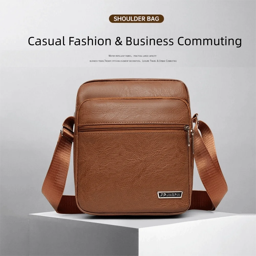 

Fashion PU Leather Men's Shoulder Bag Waterproof Large Capacity Single Backpack Black Brown Men's Messenger Bags Men Women