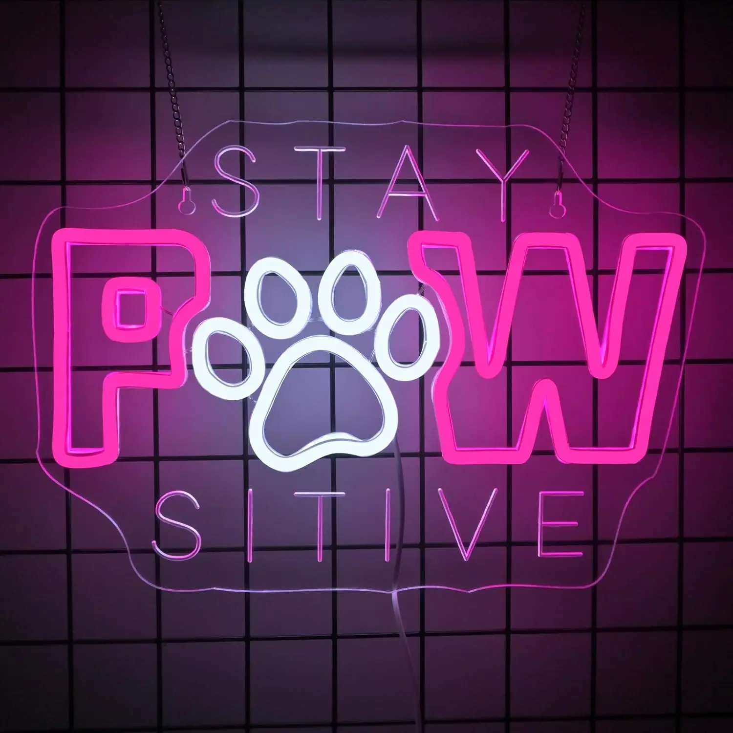 

Неоновая вывеска Stay Pawsitive с регулируемой яркостью, светодиодная неоновая вывеска, настенное художественное украшение для Gameroom, спальни, гостиной, бара, вечерние подарки