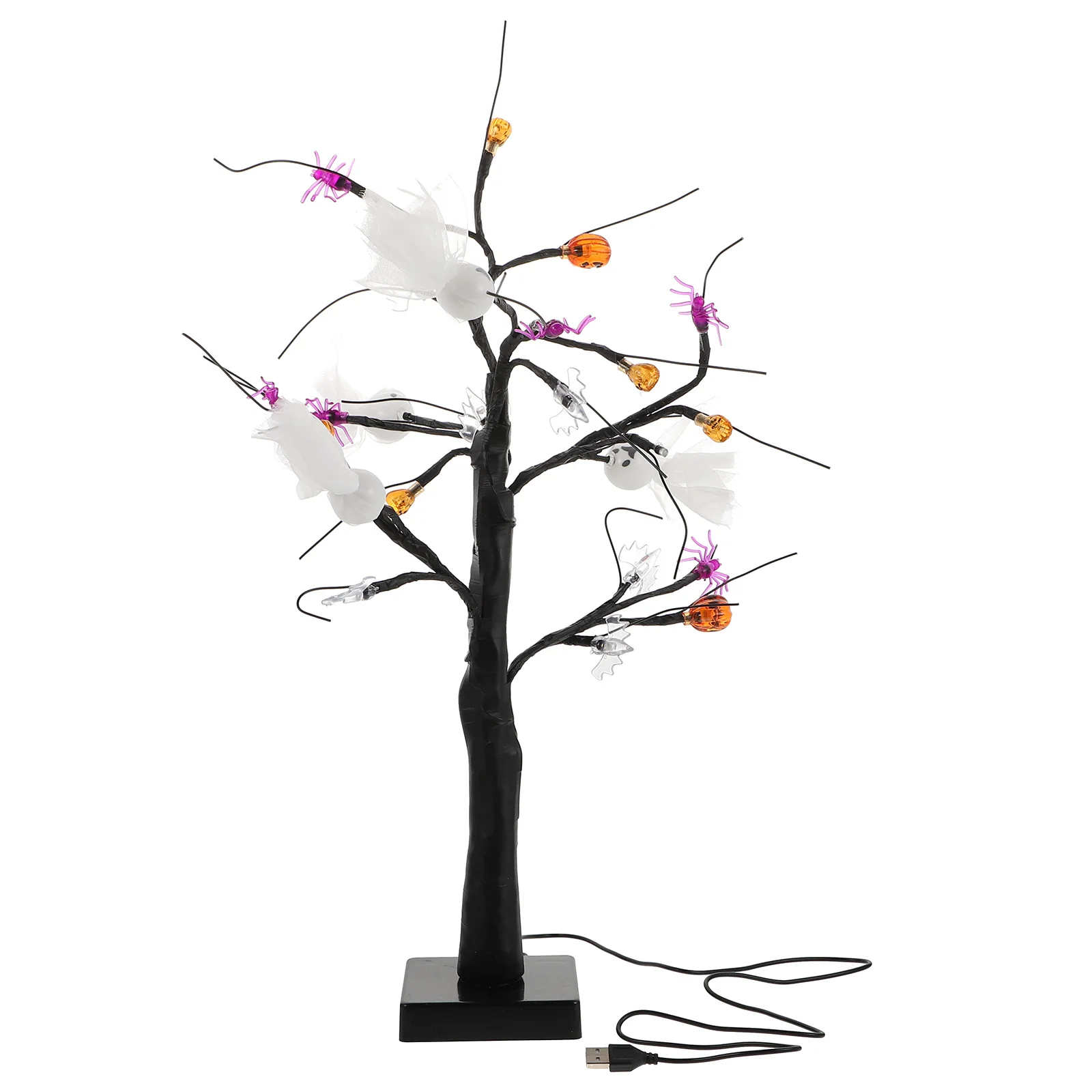 

1pc Halloween Themed Tree Lamp Creative Led Night Light For Home Decor Glowing Tabletop Ornament Operated Pumpkin