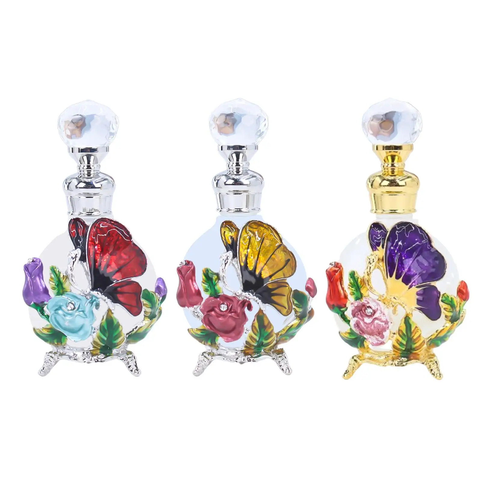 

Glass Perfume Bottle 25ml Girls Decoration Refillable Retro Design Flower Embossed Glass Charm Empty Perfume Vial Scent Bottle