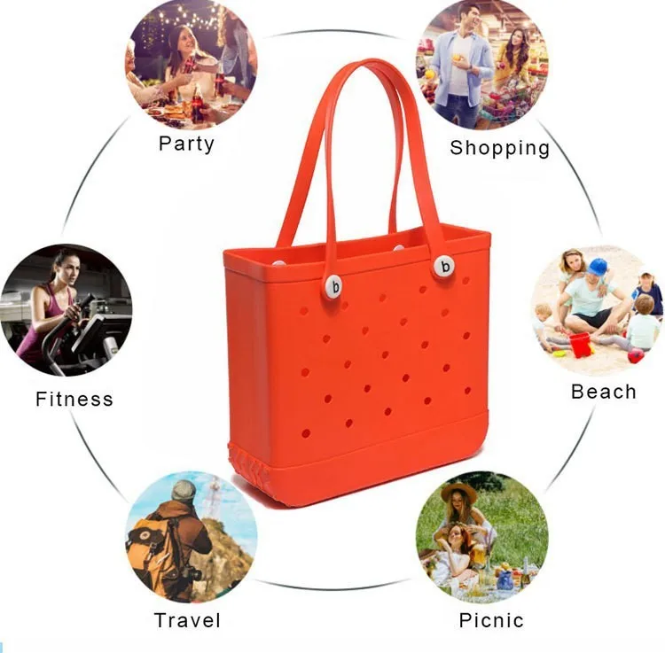 Mini Bogg Bag EVA Rubber Waterproof Handbag Beach Picnic Storage Basket Summer Pool Women Handbag Small Cute Jelly Bogg Tote Bag