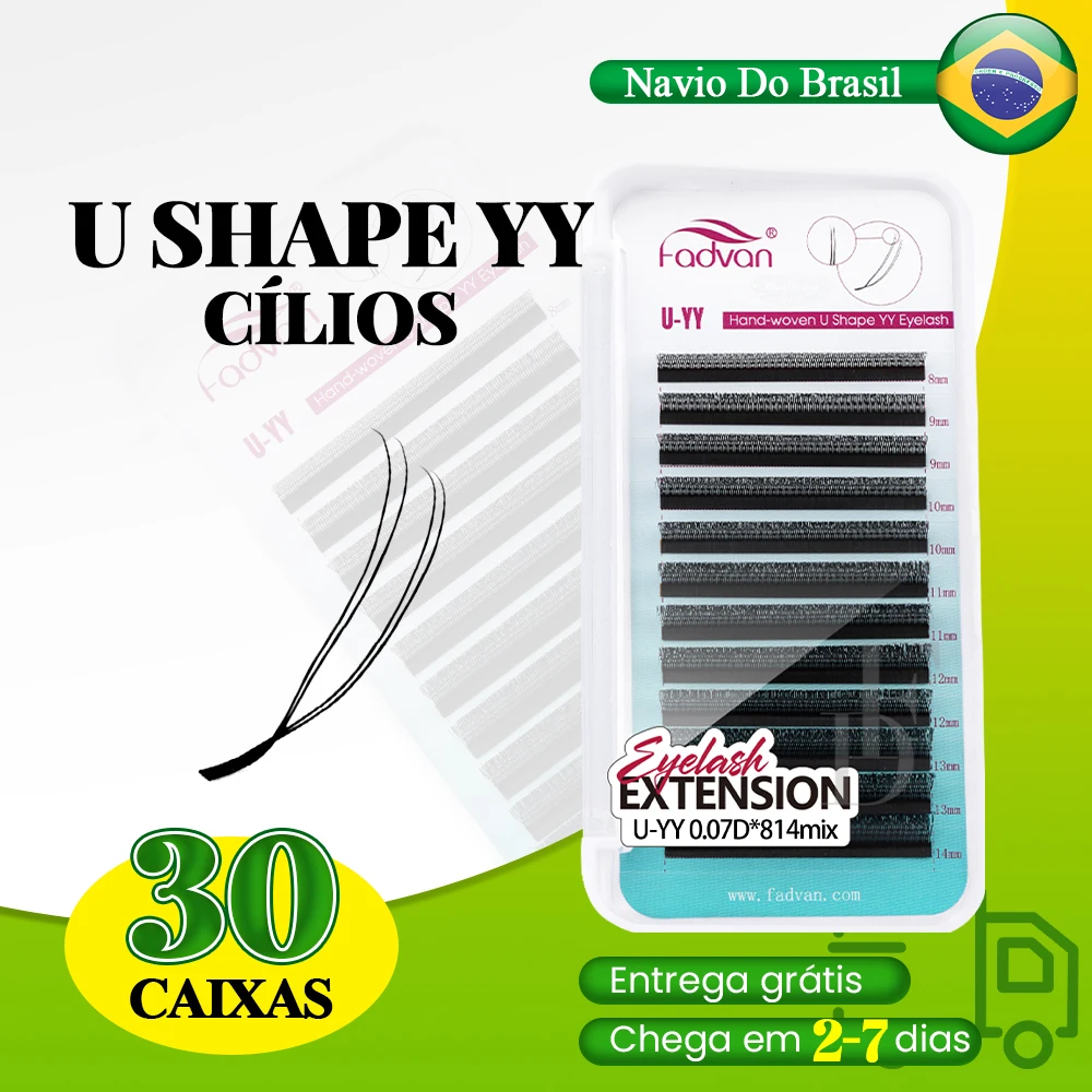 Fadvan 30PCS Extensões de Cílios em Forma de U Yy D Curl Confortáveis Leves Pret - imagem 1