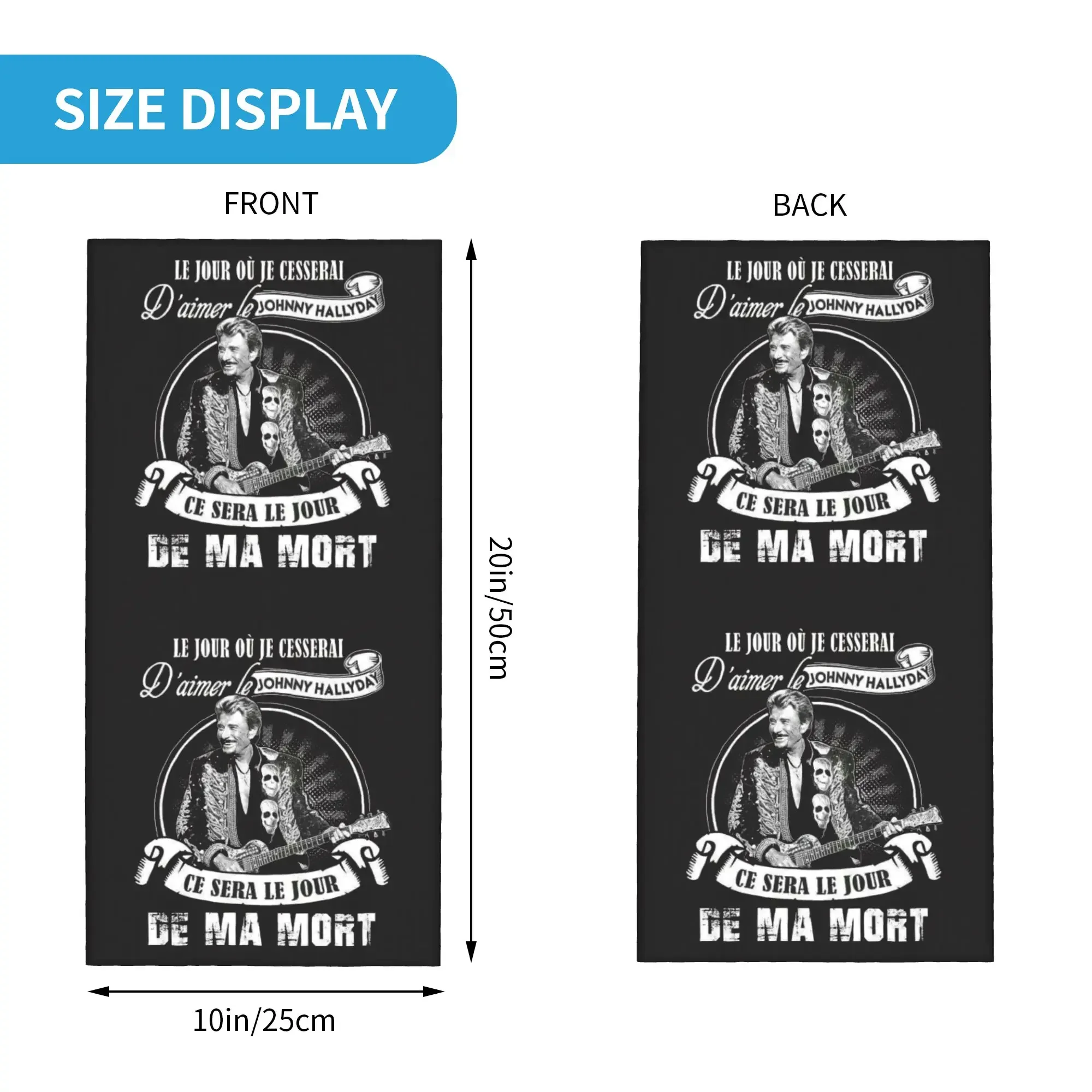 Johnny Hallyday French Singer Bandana Neck Gaiter for Ski Camping Wrap Scarf Heavy Metal Rock Balaclava Warmer Face Scarf Cover