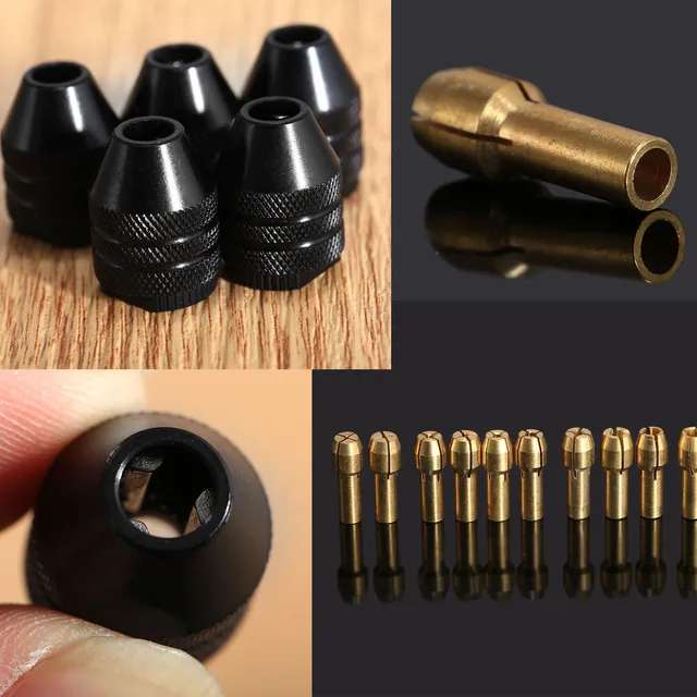 11 sztuk mosiężny tuleja zaciskowa 0.5-3.2mm uchwyt wiertarski 4.3mm + 7*0.75 krótki ogon bezkluczowy uchwyt wiertarski akcesoria narzędziowe obrotowy Dremel